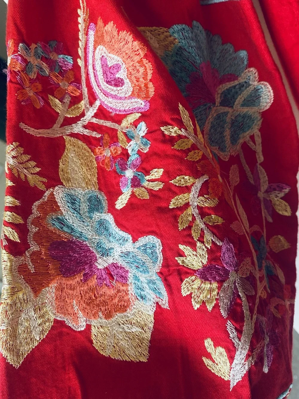 Free People Fleur Du Jour Mini Dress Red Embroidered Off Shoulder Boho Peasant M - Picture 8 of 9